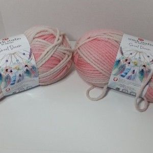 2 Skeins Super Bulky Yarn Strawberry Pink White